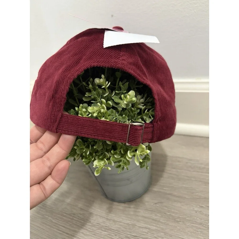 Juicy Couture Corduroy Baseball Hat NWT Maroon Red Embroidered Logo Cap Y2K
